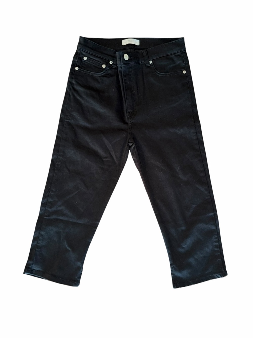 Zara Woman Black Stretch Capri Pants Cropped Slim Fit Size 4 - Picture 3 of 11